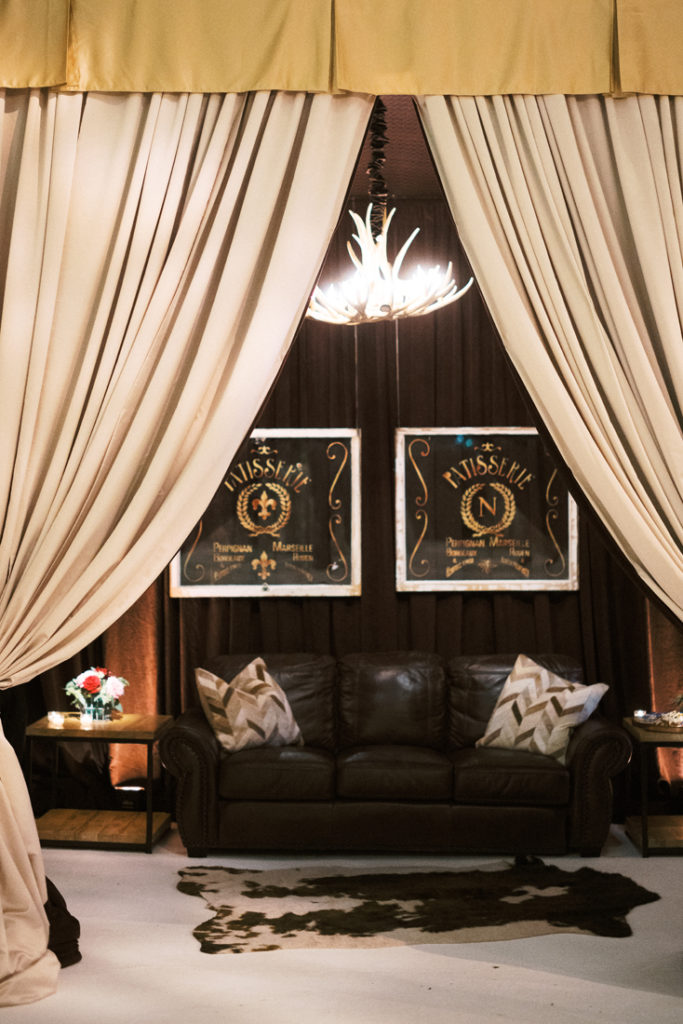 Lounge seating arrangement at Nola wedding