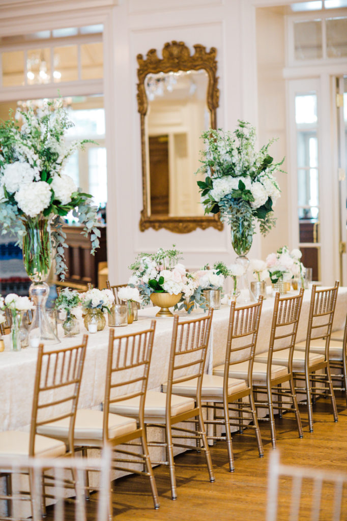 Long table at Quail Hollow Club wedding