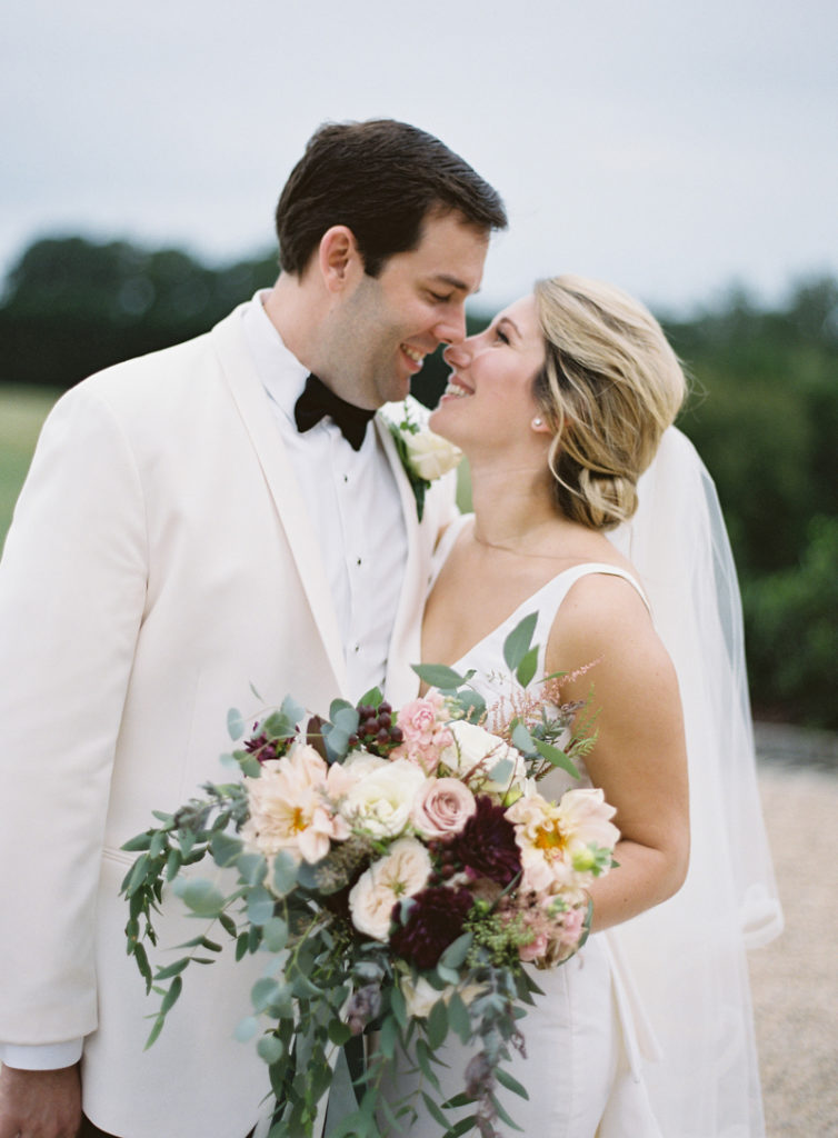 Bride and groom portrait during Dover Hall wedding
