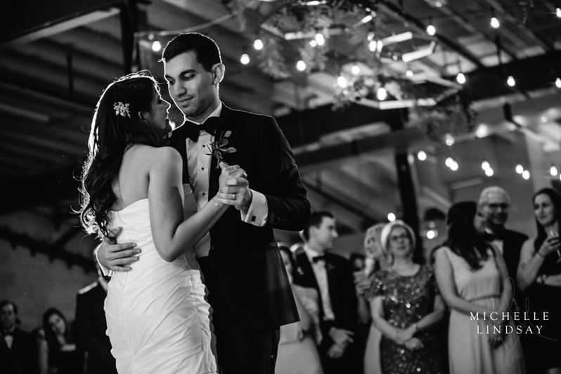 Bride and groom dancing first dance to Modern Luxe DC wedding band.
