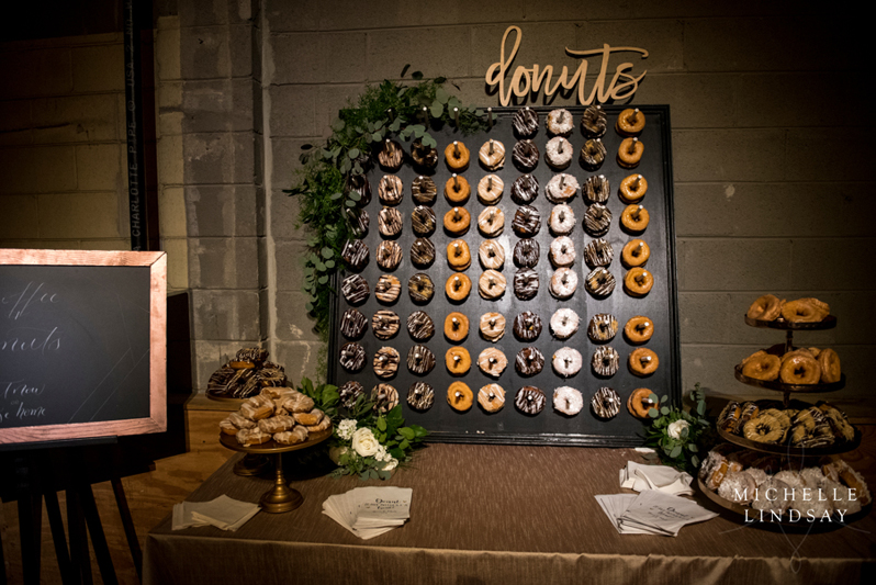 Doughnut wall at DC wedding reception.