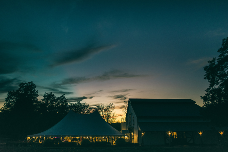 Dusk at Summerfield Farms wedding.