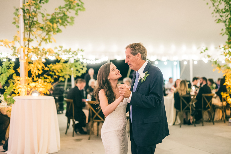 Father and daughter dancing during Summerfield Farms wedding.
