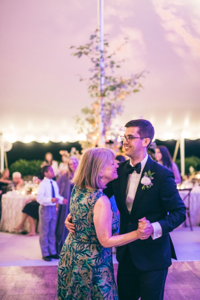 Mother and son dancing at Summerfield Farms wedding reception.