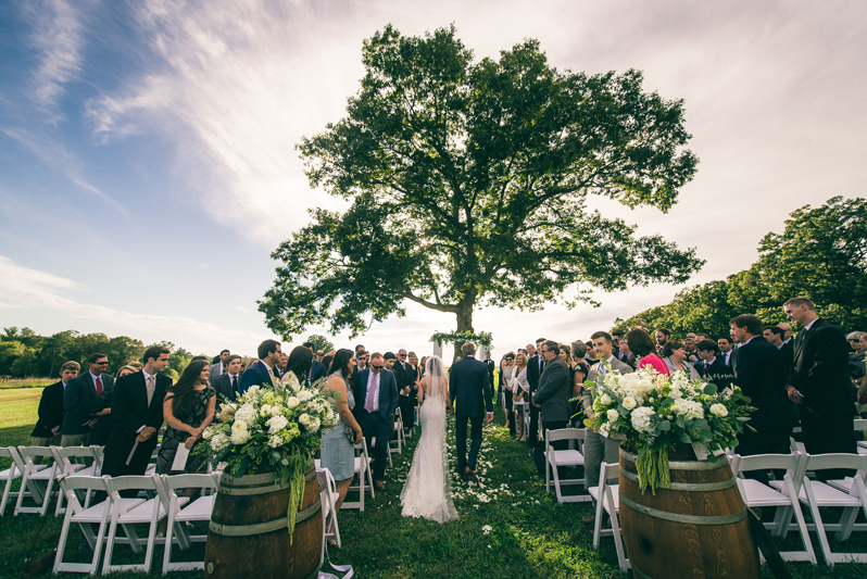 Bride and groom during wedding ceremony a Summerfield Farms