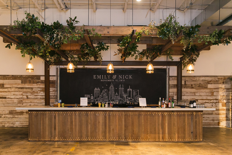 Bar setup at The Stave Room wedding in Atlanta.