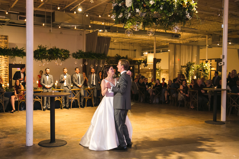 Bride and groom dancing their first dance to We Got The Beat band.