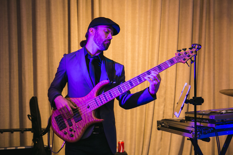 Band member of We Got the Beat band during Atlanta wedding reception.