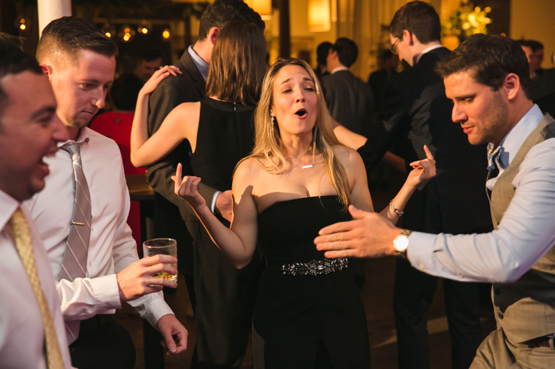 Guests dancing during Atlanta wedding reception.