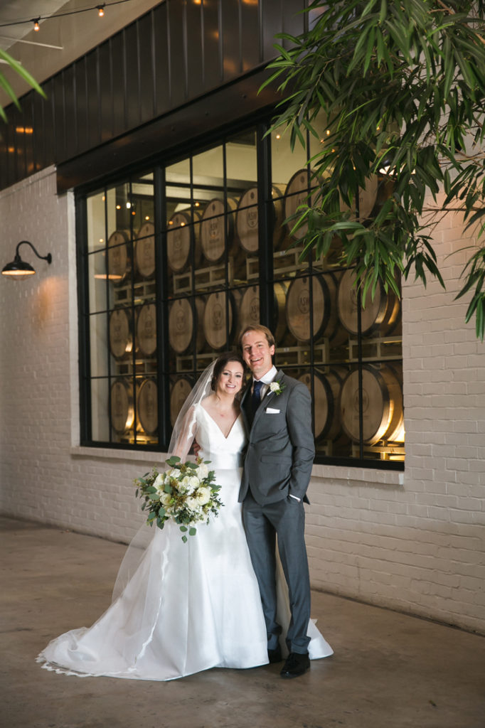 Bride and groom at The Stave Room for Atlanta wedding.