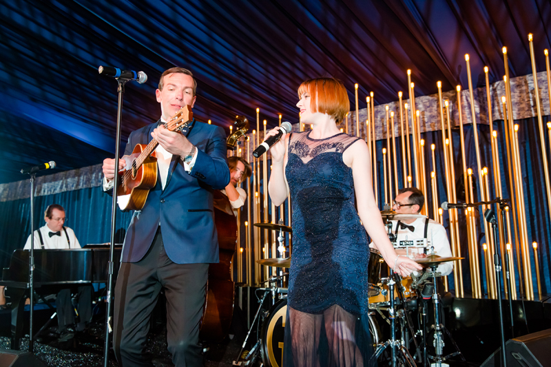 Good Shot Judy band performing at a New Orleans themed corporate event.