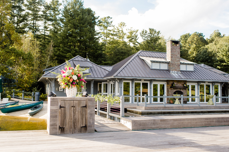 Roaring Gap Club decorated for wedding reception.