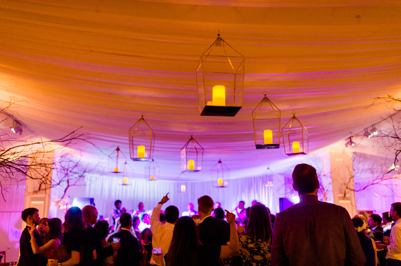 Party atmosphere during Roaring Gap Club wedding reception. 