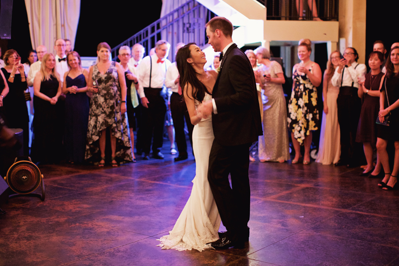Bride and Groom dancing to Loose Chain at winery wedding.