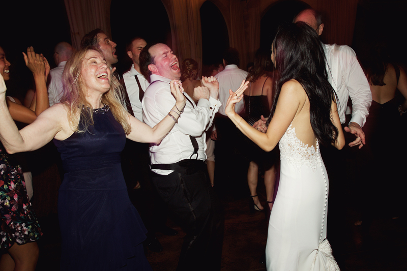 Wedding guests dancing to Loose Chain band.