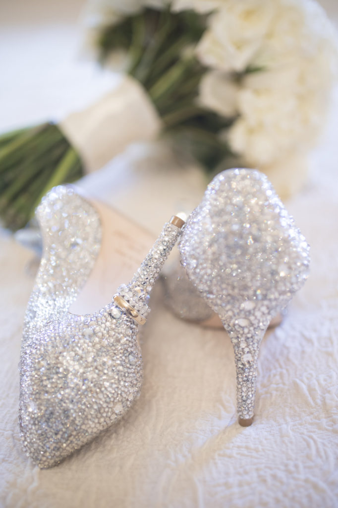 Rhinestone encrusted wedding shoes