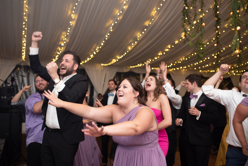 Crowded dance floor at Biltmore Estate wedding reception.
