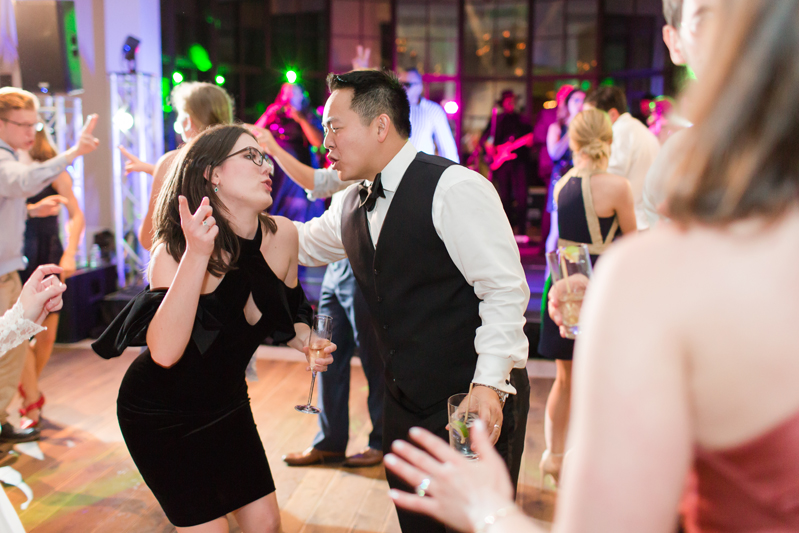 Wedding reception guests dancing during Kiawah Island Club wedding.