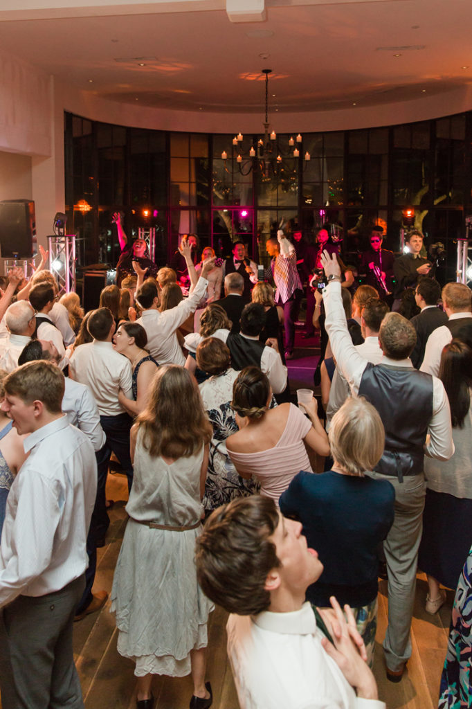 Crowded dance floor during Kiawah Island Club wedding reception.