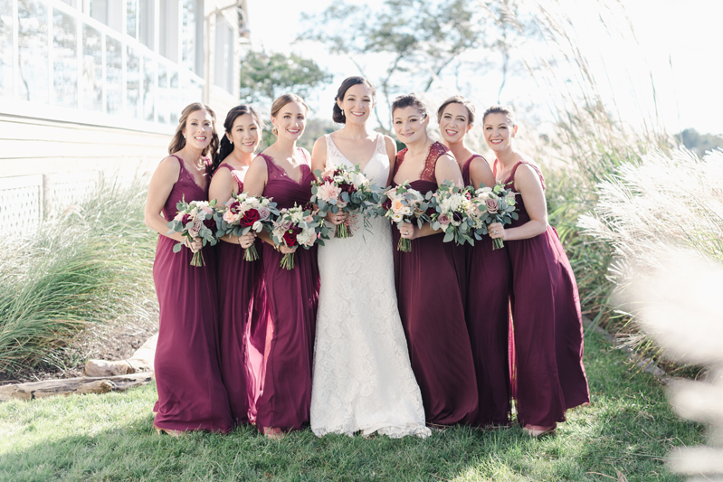 Bride and bridesmaids at Bride and groom dancing The Hora at Jewish wedding at Chesapeake Bay Beach Club wedding.