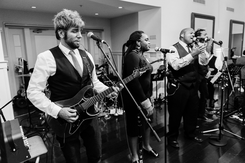 Wedding band Broadsound performing at Bride and groom dancing The Hora at Jewish wedding at Chesapeake Bay Beach Club wedding.