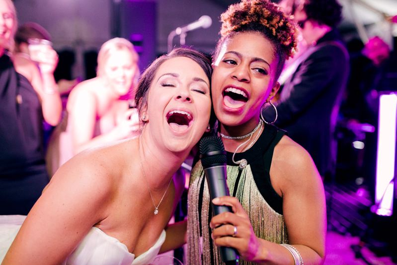 Bride on stage with Night Years wedding band