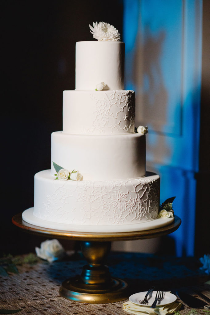 Four tiered wedding cake at Philadelphia wedding