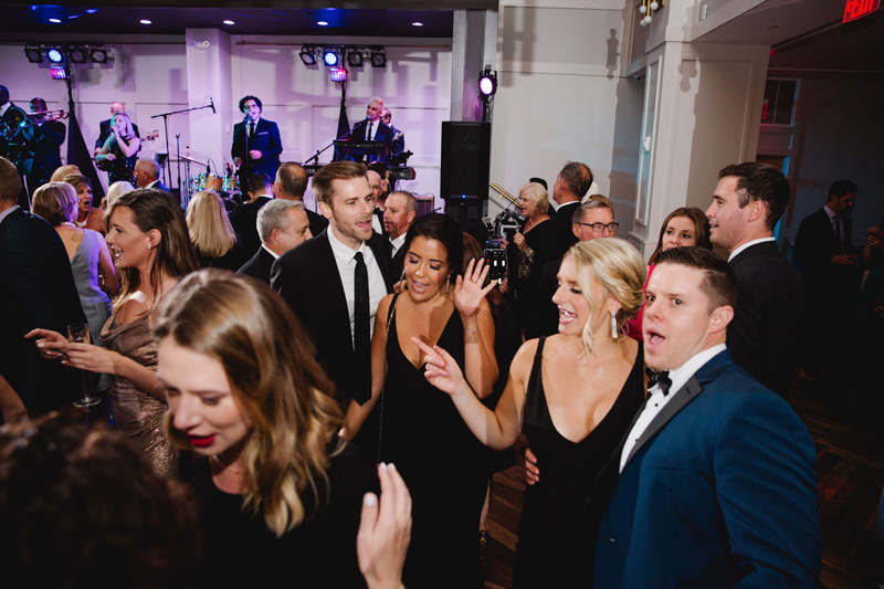 Crowded dance floor during wedding reception at The Lucy in Philadelphia.