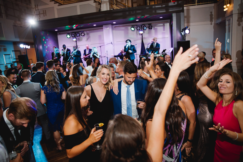 Guests dancing to Legacy band during Philadelphia wedding reception at The Lucy.