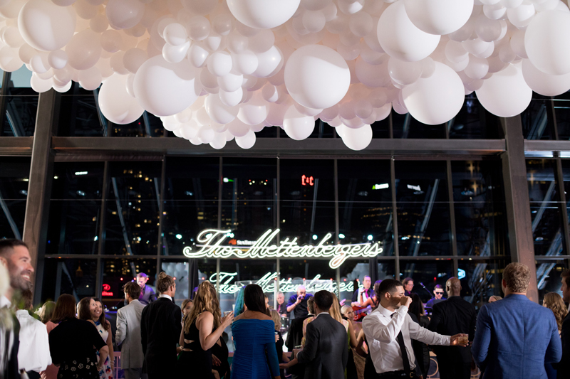 Balloon ceiling at the Country Music Hall of Fame wedding in Nashville.
