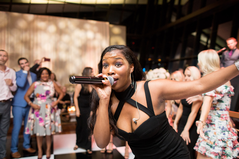 Female vocalist for Rhythm nation on dance floor at 