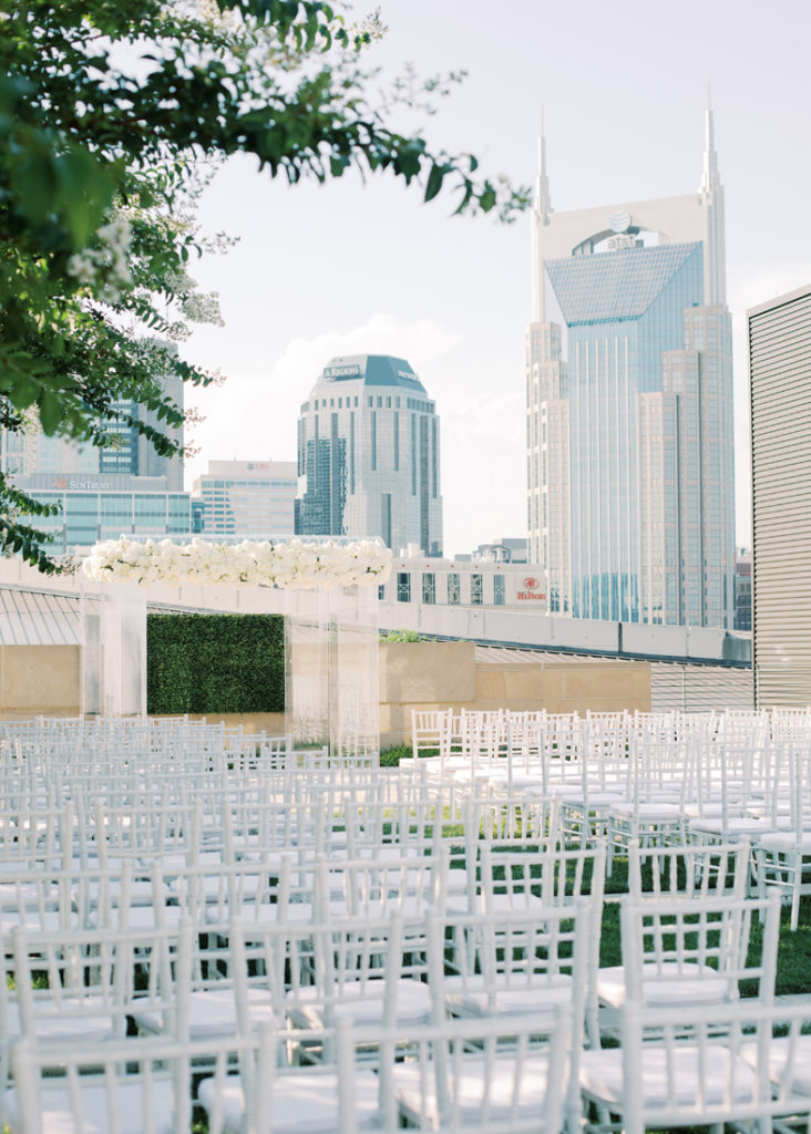Wedding ceremony setup at the Country Music Hall of Fame in Nashville.