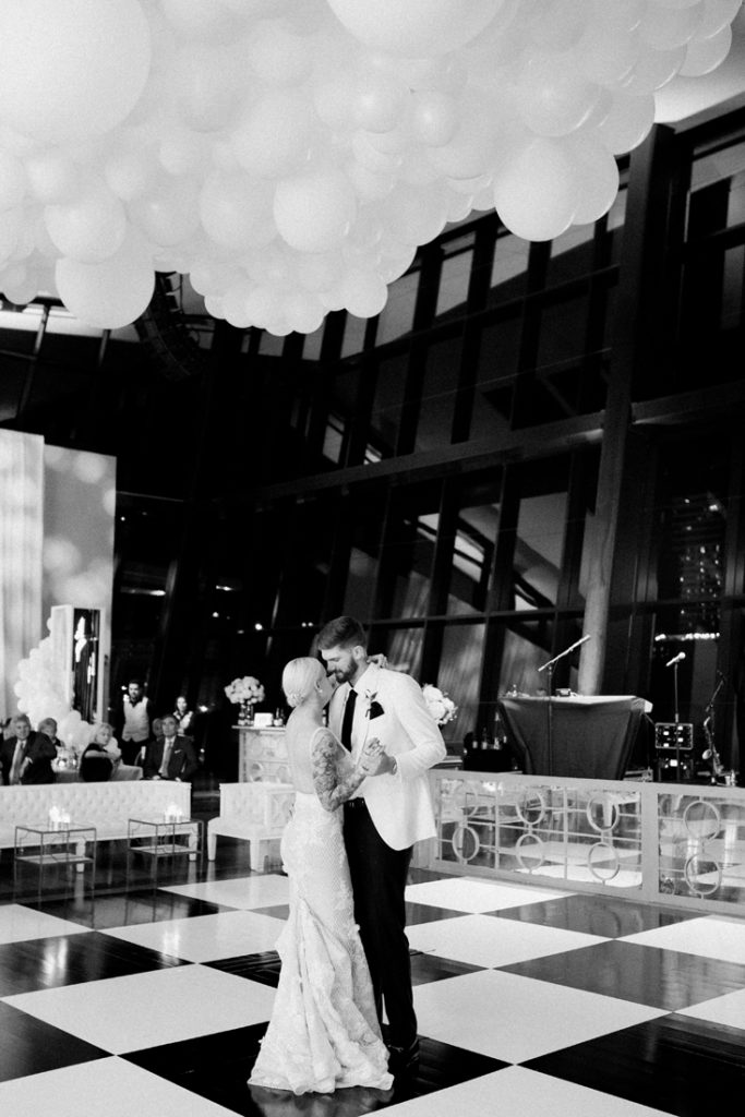 Bride and groom's first dance at their Country Music Hall of Fame wedding in Nashville, TN.
