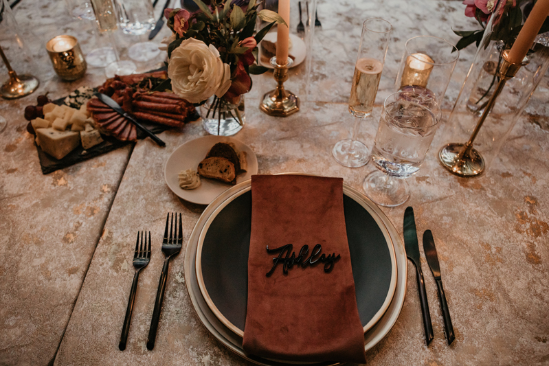 Table setting at The Science Museum of Virginia wedding reception.