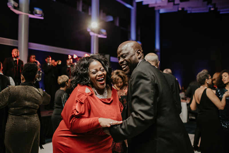 Guests dancing to Gentlemen & Their Lady at The Science Museum of Virginia wedding reception